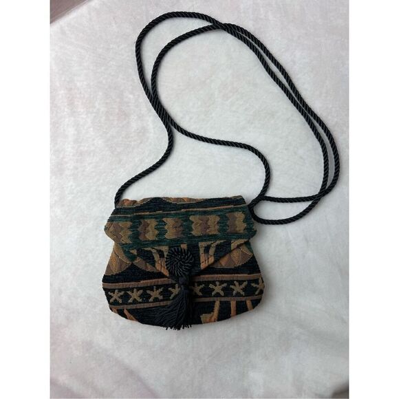 Vintage Geometric Tapestry Bag Purse Boho - Picture 1 of 7